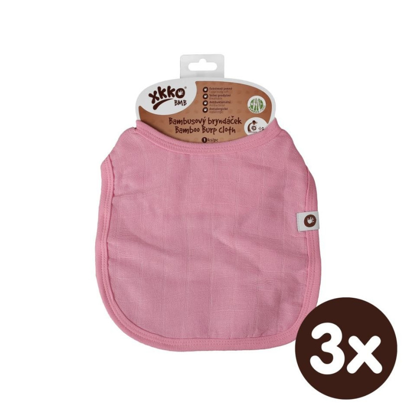 Bamboo Burp Cloth XKKO BMB - Baby Pink 3x1ps (Wholesale packaging)