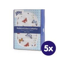 Organic Cotton Swaddle XKKO Organic 120x120 - Butterflies 5x1ps (Wholesale pack.)
