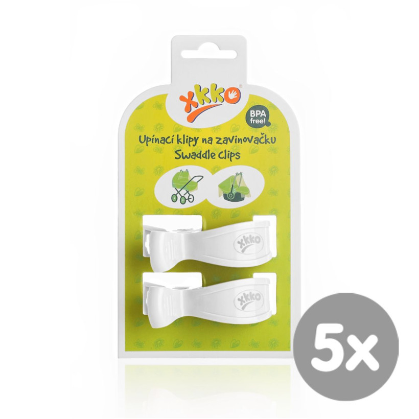 Pram Clips XKKO - White 5x2ps (Wholesale pack.)