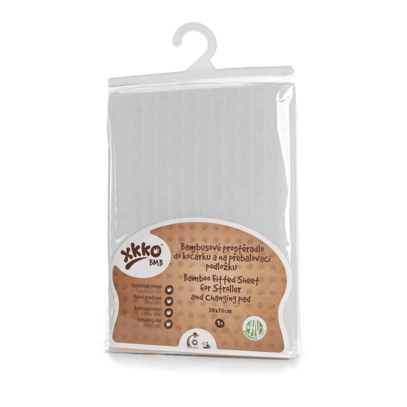 Bamboo muslin fitted sheet XKKO BMB 50x70 - White