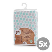 Bamboo muslin fitted sheet XKKO BMB 50x70 - Mint Cross 5x1ps (Wholesale pack.)