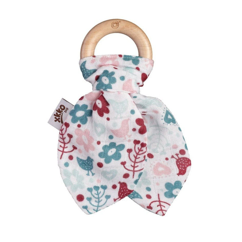 XKKO BMB Bamboo teether with Leaves - Flowers&Birds Girls