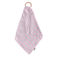 XKKO BMB Bamboo teether with Muslin - Chevron Baby Pink