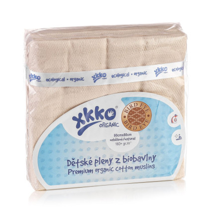 Organic Cotton Diapers XKKO Organic 80x80 Bird Eye - Natural