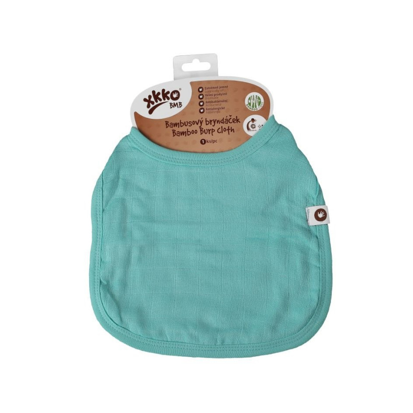 Bamboo Burp Cloth XKKO BMB - Turquoise 3x1ps (Wholesale packaging)