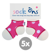 Sock Ons Pink Spots 6-12m 5x1 pair (Wholesale pack.)