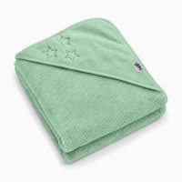 Hooded terry bath towel XKKO Organic 90x90 - Mint Stars