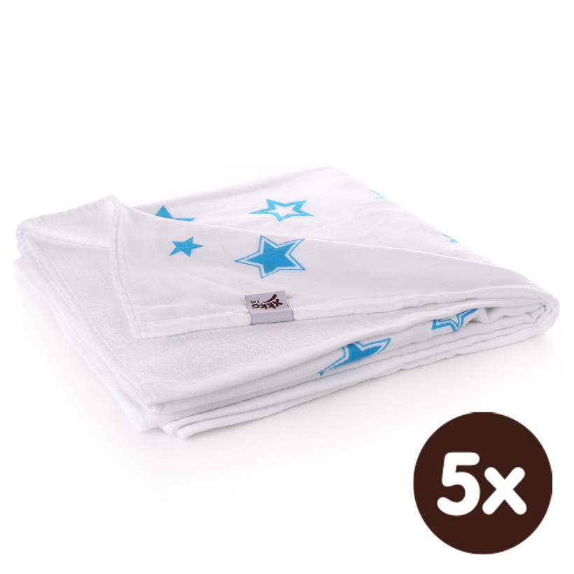 Bamboo blanket XKKO BMB 130x70 - Cyan Stars 5x1ps Wholesale packing