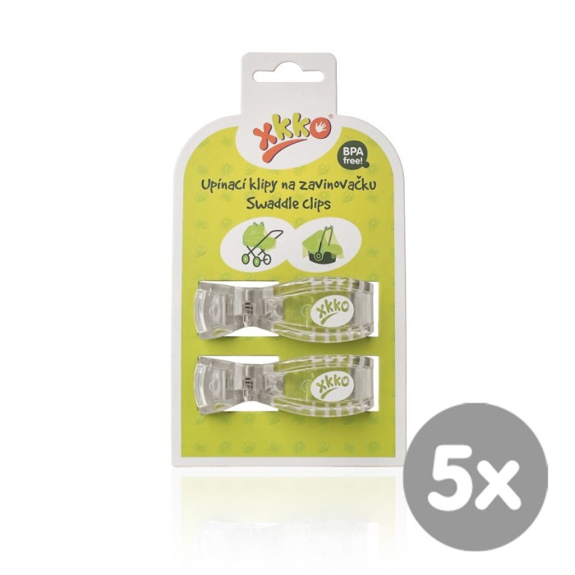 Pram Clips XKKO - Clear Water 5x2ps (Wholesale pack.)