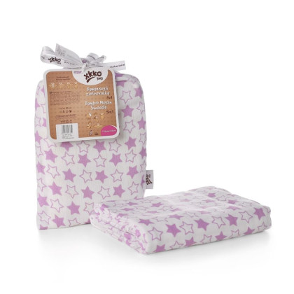 Bamboo swaddle XKKO BMB 120x120 - Little Stars Lilac