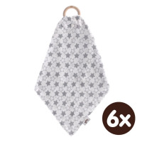 XKKO BMB Bamboo teether with Muslin - Silver Little Stars 6x1ps (Wholesale pack.)