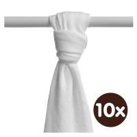 Bamboo muslin towel XKKO BMB 90x100 - White 10x1pcs (Wholesale packaging)