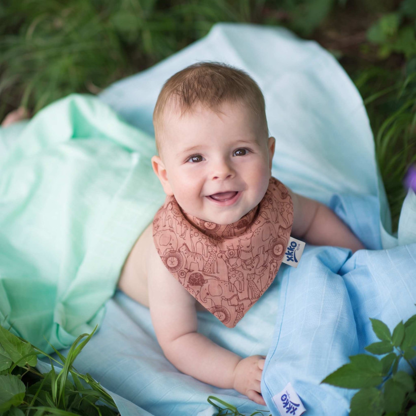 Organic Cotton Muslin Bandana XKKO Organic - Safari Mesa Rose