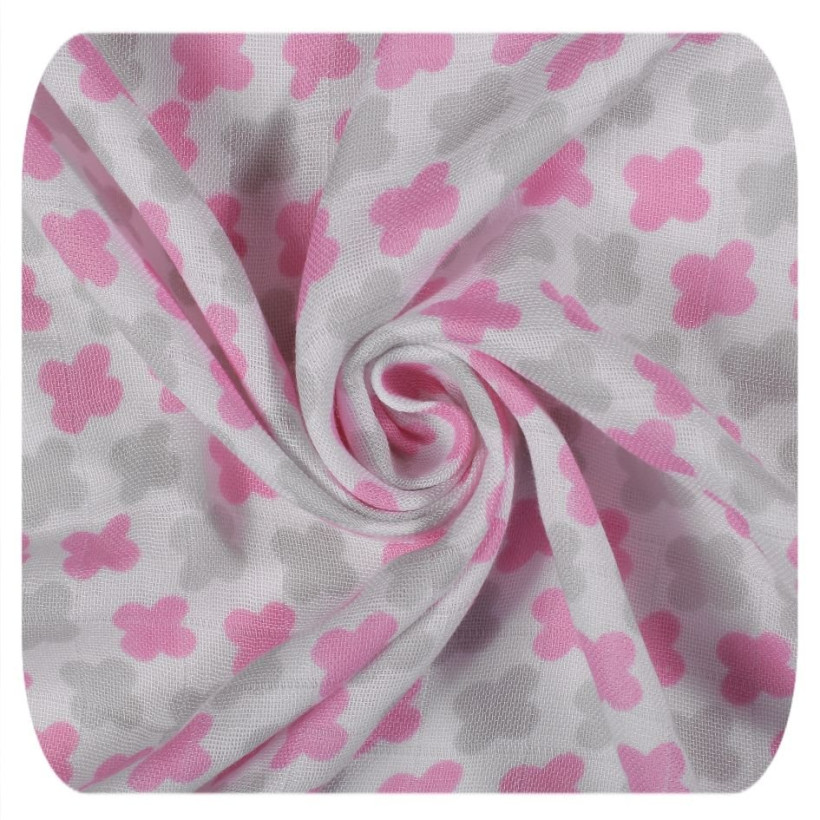 Bamboo swaddle XKKO BMB 120x120 - Baby Pink Cross 5x1ps (Wholesale packaging)