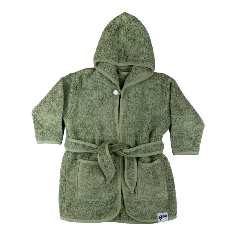 Organic Cotton Terry Bathrobe XKKO Organic - Granite Green