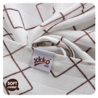 Bamboo muslin towel XKKO BMB 90x100 - Natural Brown Squares