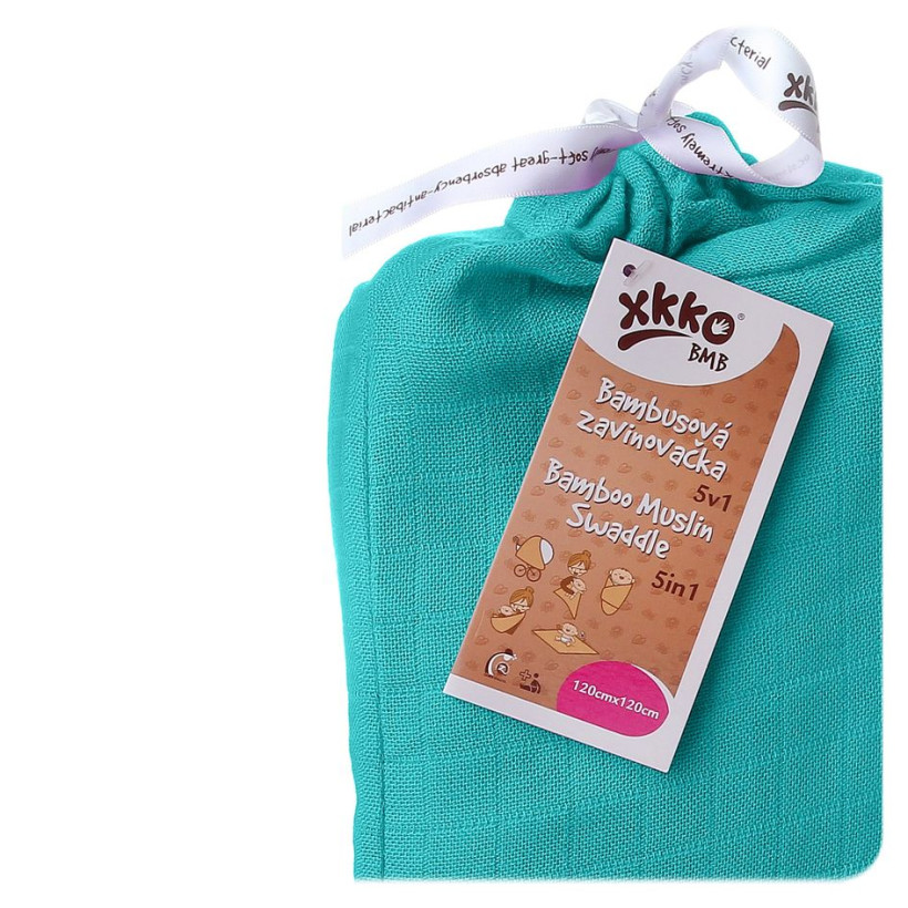 Bamboo swaddle XKKO BMB 120x120 - Turquoise