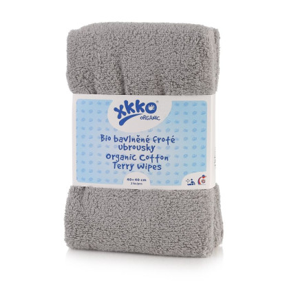 Organic cotton terry wipes XKKO Organic 40x40 - Grey