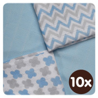 Bamboo muslins XKKO BMB 30x30 - Scandinavian Baby Blue MIX 10x9pcs (Wholesale packaging)