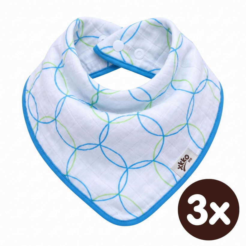 Bamboo bandana XKKO BMB - Cyan Circles 3x1ps Wholesale packing