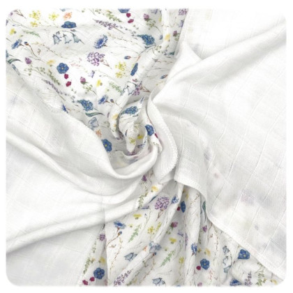 Bamboo muslins XKKO BMB 30x30 Digi - Blue Wildflowers MIX 9pcs
