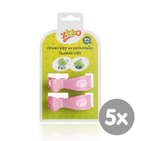 Pram Clips XKKO - Baby Pink 5x2ps (Wholesale pack.)