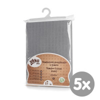 Bamboo muslin fitted bed sheet XKKO BMB 120x60 - Baby Grey 5x1ps (Wholesale pack.)