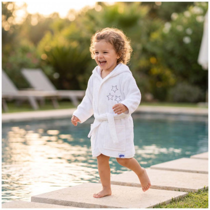 Organic Cotton Terry Bathrobe XKKO Organic - White Stars