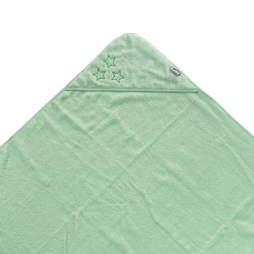 Hooded terry bath towel XKKO Organic 90x90 - Mint Stars 5x1ps (Wholesale pack.)