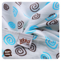 Bamboo muslin towel XKKO BMB 90x100 - Cyan Spirals 10x1pcs (Wholesale packaging)