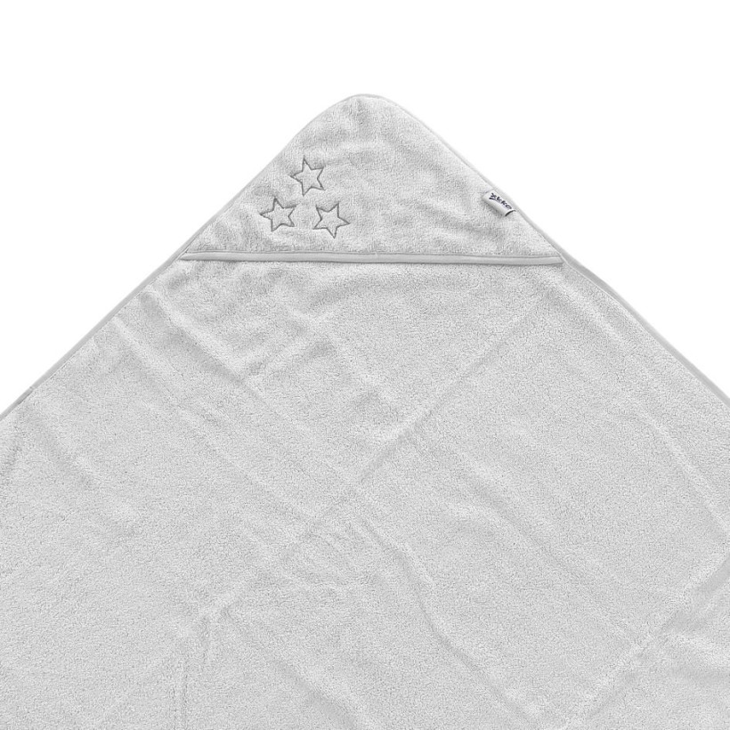 Hooded terry bath towel XKKO Organic 90x90 - White Stars