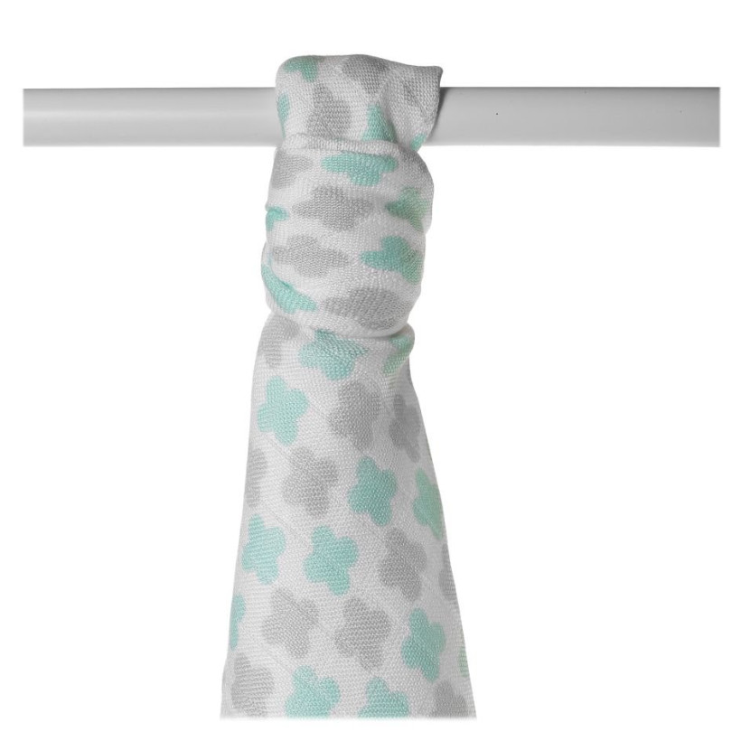 Bamboo muslin towel XKKO BMB 90x100 - Mint Cross 10x1pcs (Wholesale packaging)