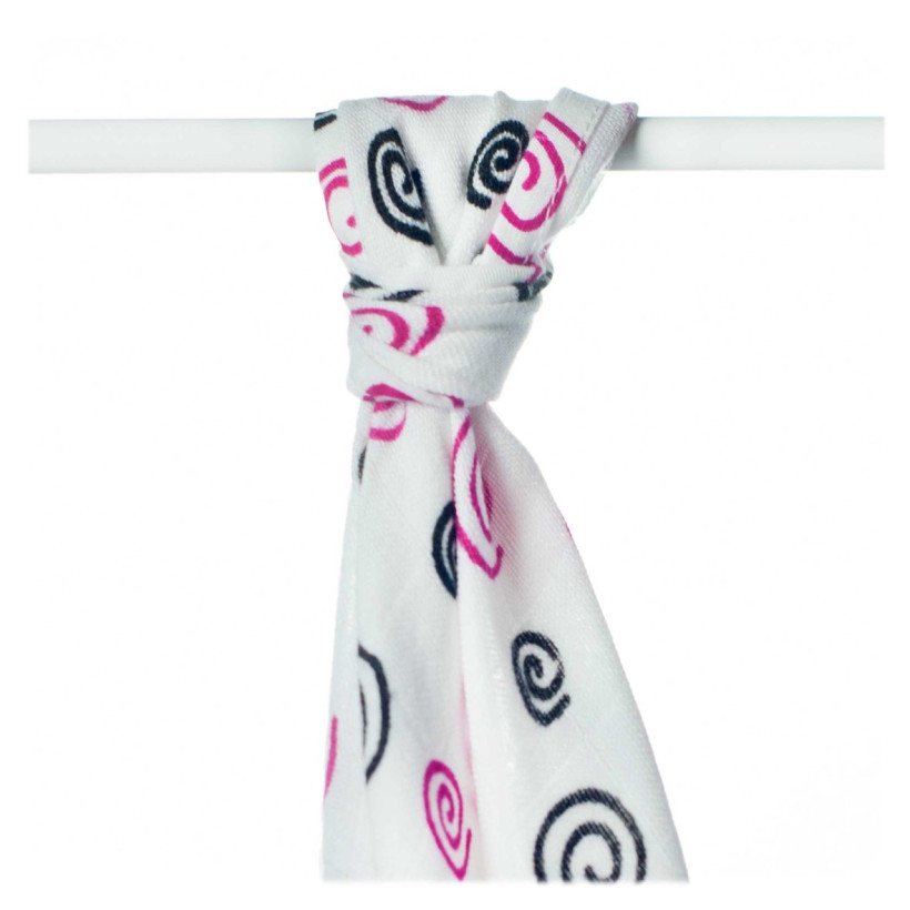 Bamboo muslin towel XKKO BMB 90x100 - Magenta Spirals