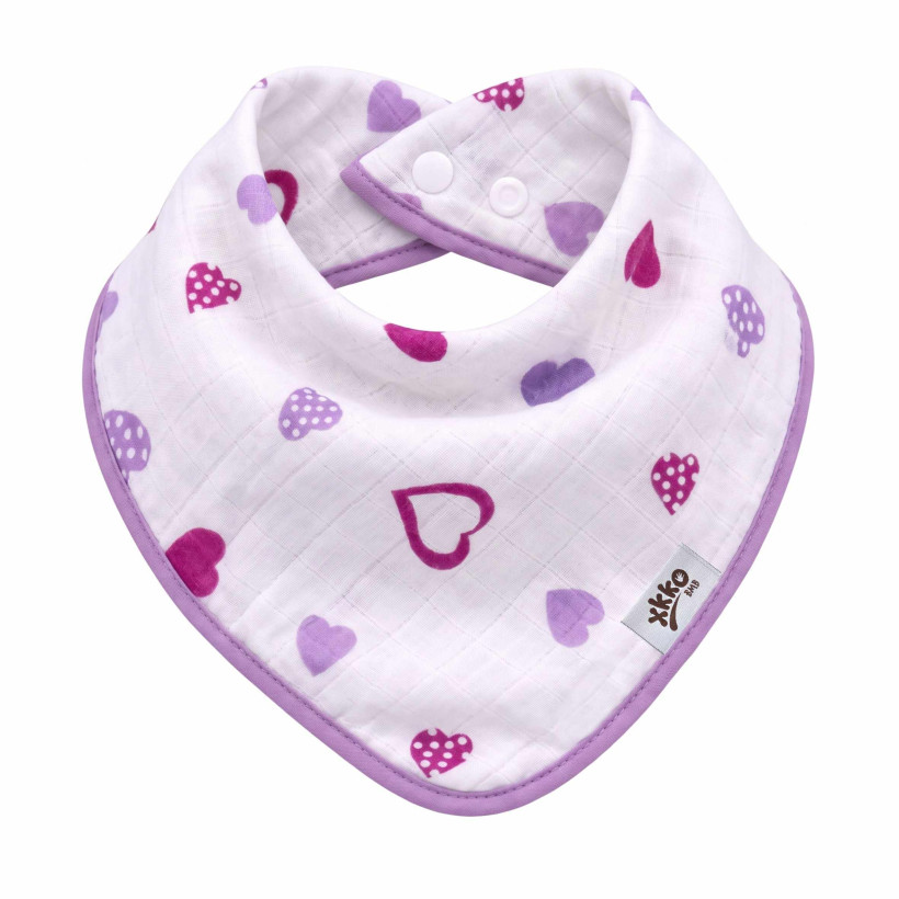 Bamboo bandana XKKO BMB - Lilac Hearts