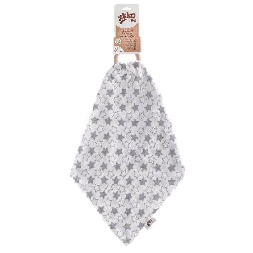 XKKO BMB Bamboo teether with Muslin - Silver Little Stars