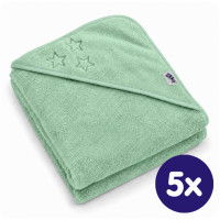 Hooded terry bath towel XKKO Organic 90x90 - Mint Stars
