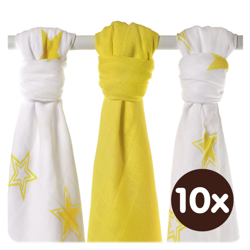 Bamboo muslins XKKO BMB 70x70 - Lemon Stars MIX 10x3pcs (Wholesale packaging)