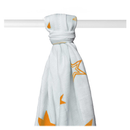 Bamboo muslin towel XKKO BMB 90x100 - Orange Stars