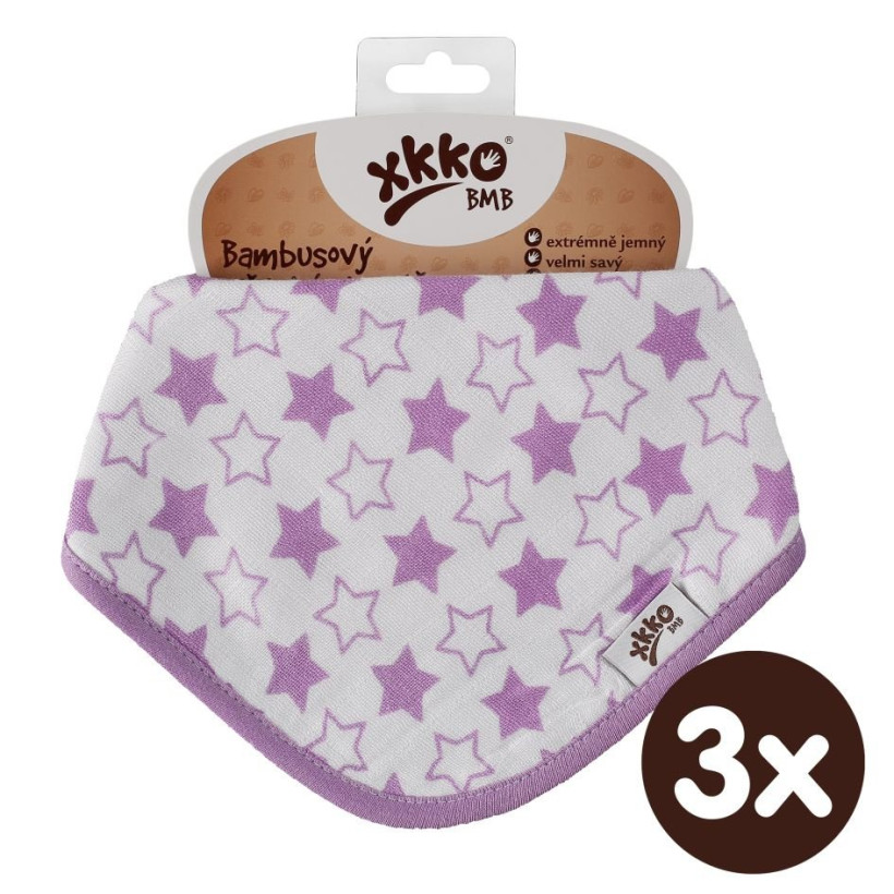 Bamboo bandana XKKO BMB - Little Stars Lilac 3x1ps Wholesale packing