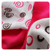 Bamboo muslins XKKO BMB 30x30 - Spirals&Bubbles Magenta MIX 9pcs