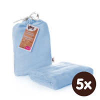 Bamboo swaddle XKKO BMB 120x120 - Baby Blue 5x1ps (Wholesale packaging)