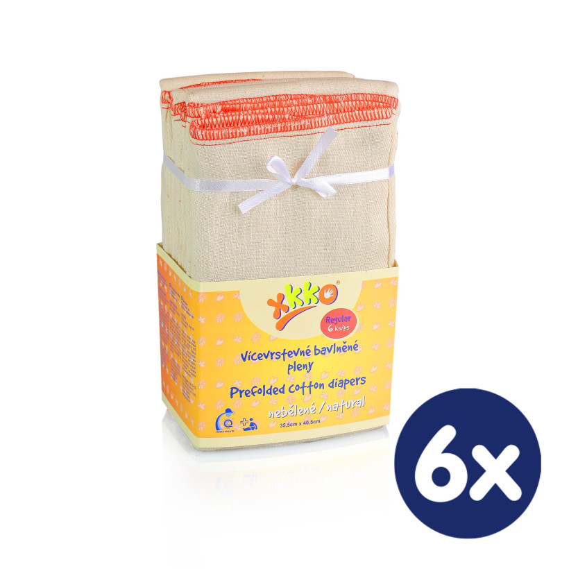 Prefolded Diapers XKKO Classic - Regular Natural 6x6ps (Wholesale pack.)
