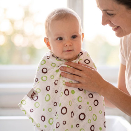 Bamboo muslin towel XKKO BMB 90x100 - Lime Bubbles