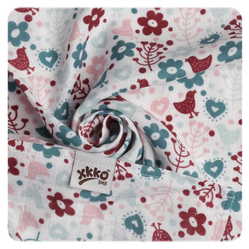 Bamboo muslin towel XKKO BMB 90x100 - Flowers&Birds Girls