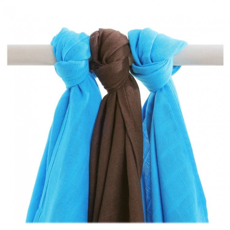 Bamboo muslins XKKO BMB 70x70 - Cyan Choco MIX 10x3pcs (Wholesale packaging)