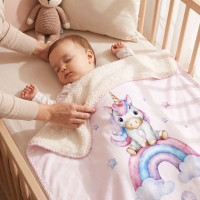 Spanish baby blanket XKKO LUX 75x100 - Rainbow Unicorn