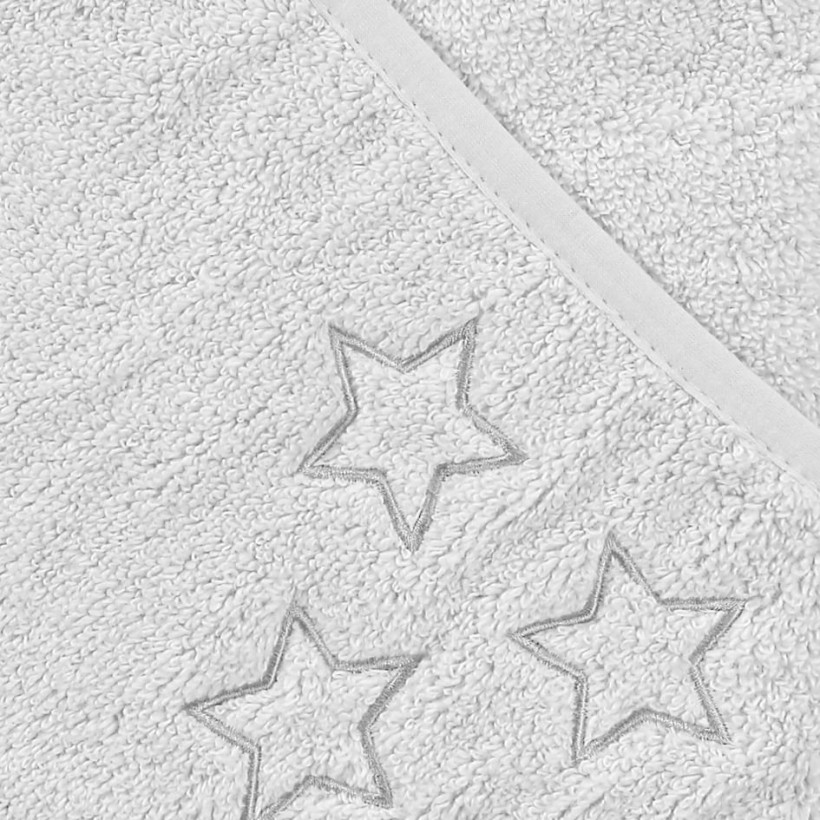 Hooded terry bath towel XKKO Organic 90x90 - White Stars 5x1ps (Wholesale pack.)