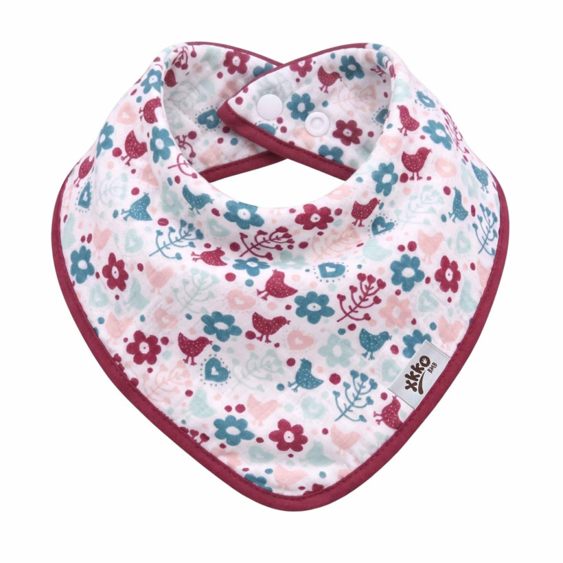 Bamboo bandana XKKO BMB - Flowers&Birds Girls 3x1ps Wholesale packing