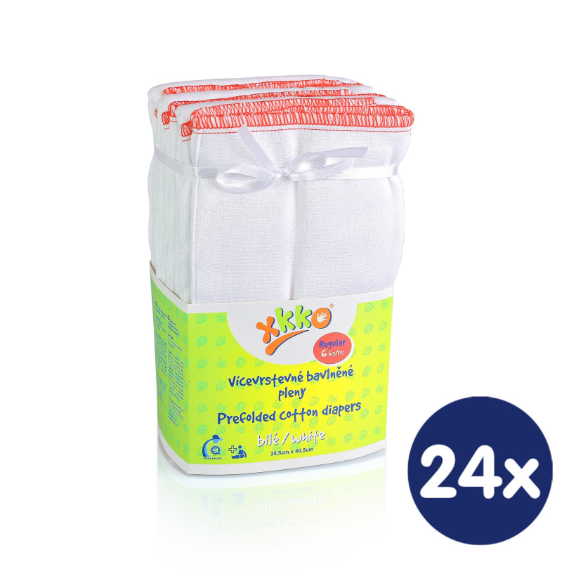 Prefolded Diapers XKKO Classic - Regular White 24x6ps (Wholesale pack.)