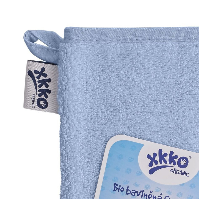 Organic cotton Terry Bath Glove XKKO Organic - Baby Blue 5x1ps (Wholesale pack.)